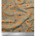thumbnail image 1 of Soimoi Rayon Fabric Stripe,Leaves & Flower Floral Print Fabric by Yard 56 Inch Wide, 1 of 1