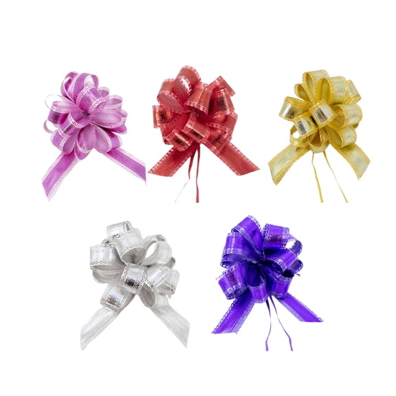 Supvox 5-Pack Hanging Banner Pull Bows in Mixed Colors for Wedding, Party, and Event Decorations