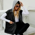 thumbnail image 2 of LYXSSBYX Jackets for Women Clearance Fashion Women Boyfriend Solid Sleeveless Hooded ButtonJacket Casual Coat, 2 of 5