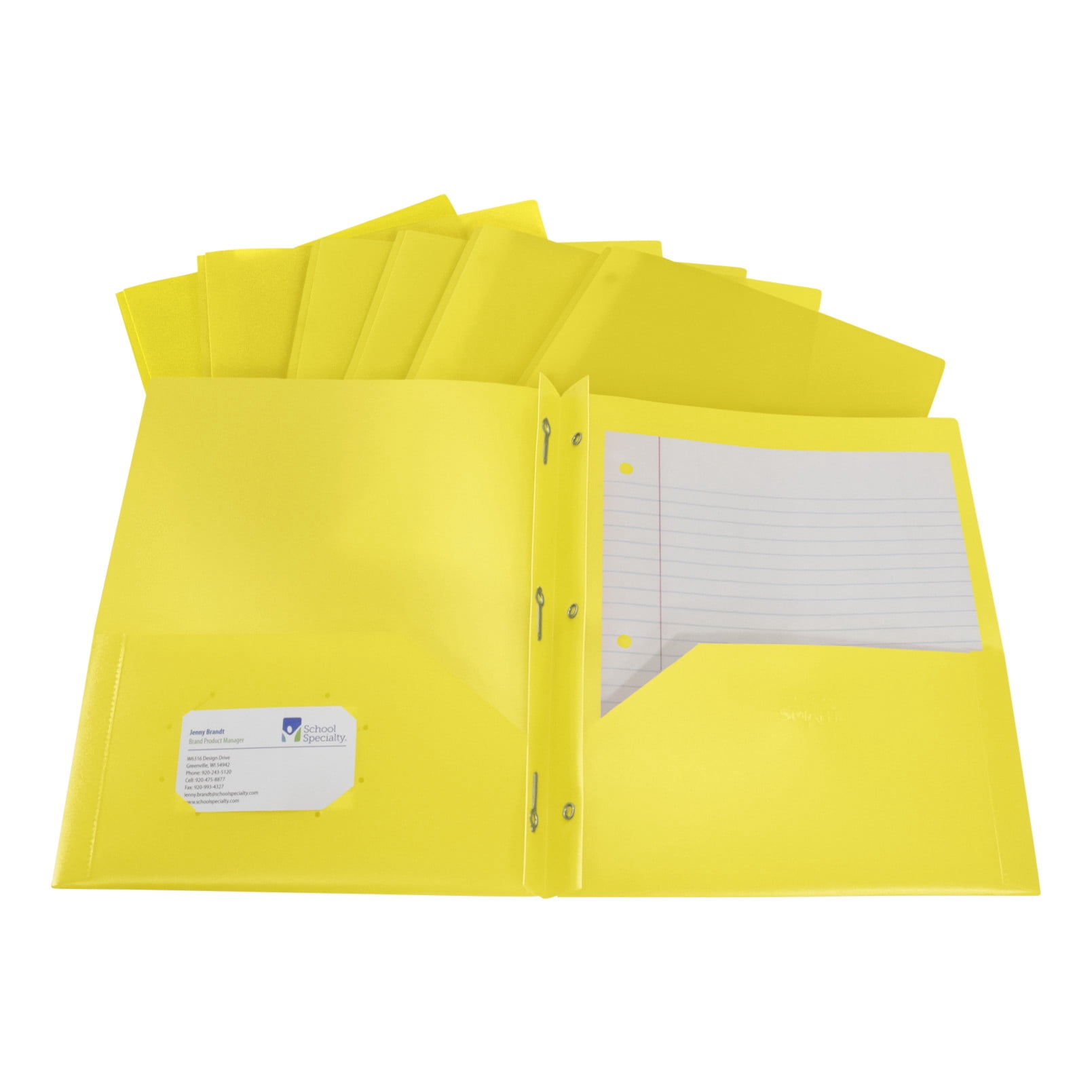 2-Pocket Poly Folders with Fasteners, Yellow, Pack of 25