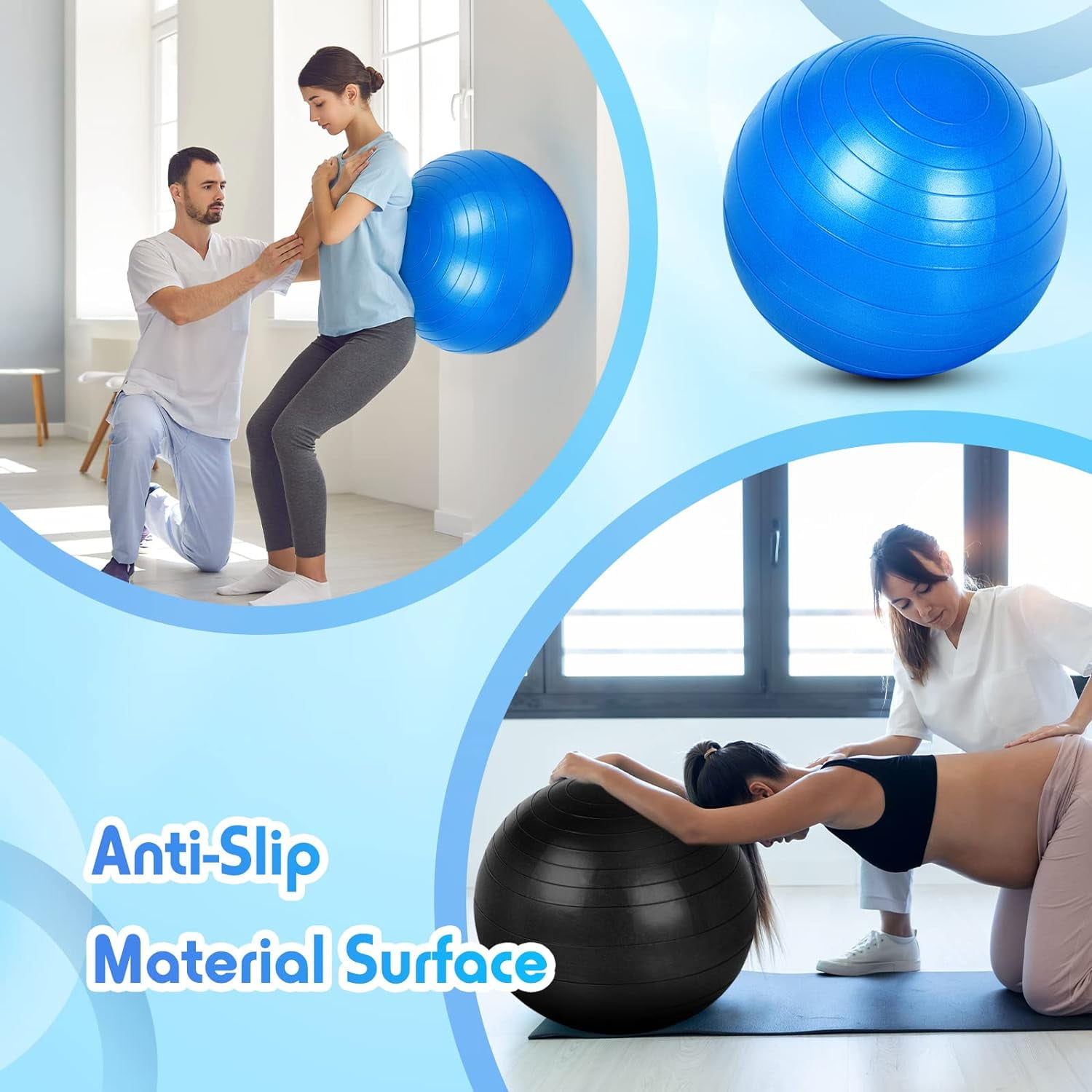 Innotech Extra Thick Yoga Ball Exercise Ball, 5 Sizes Gym Ball, Heavy Duty Ball Chair for Balance, Stability, Pregnancy, Quick Pump Included.