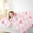thumbnail image 5 of Feelyou Kawaii Pink Ribbon Bedding Comforter Set for Kids, Fashion Bow-tie Bow Twin Comforter Sets, Cartoon Love Heart Reversible Bedding Set, Luxury Bedroom Decor, 2pcs, 5 of 9