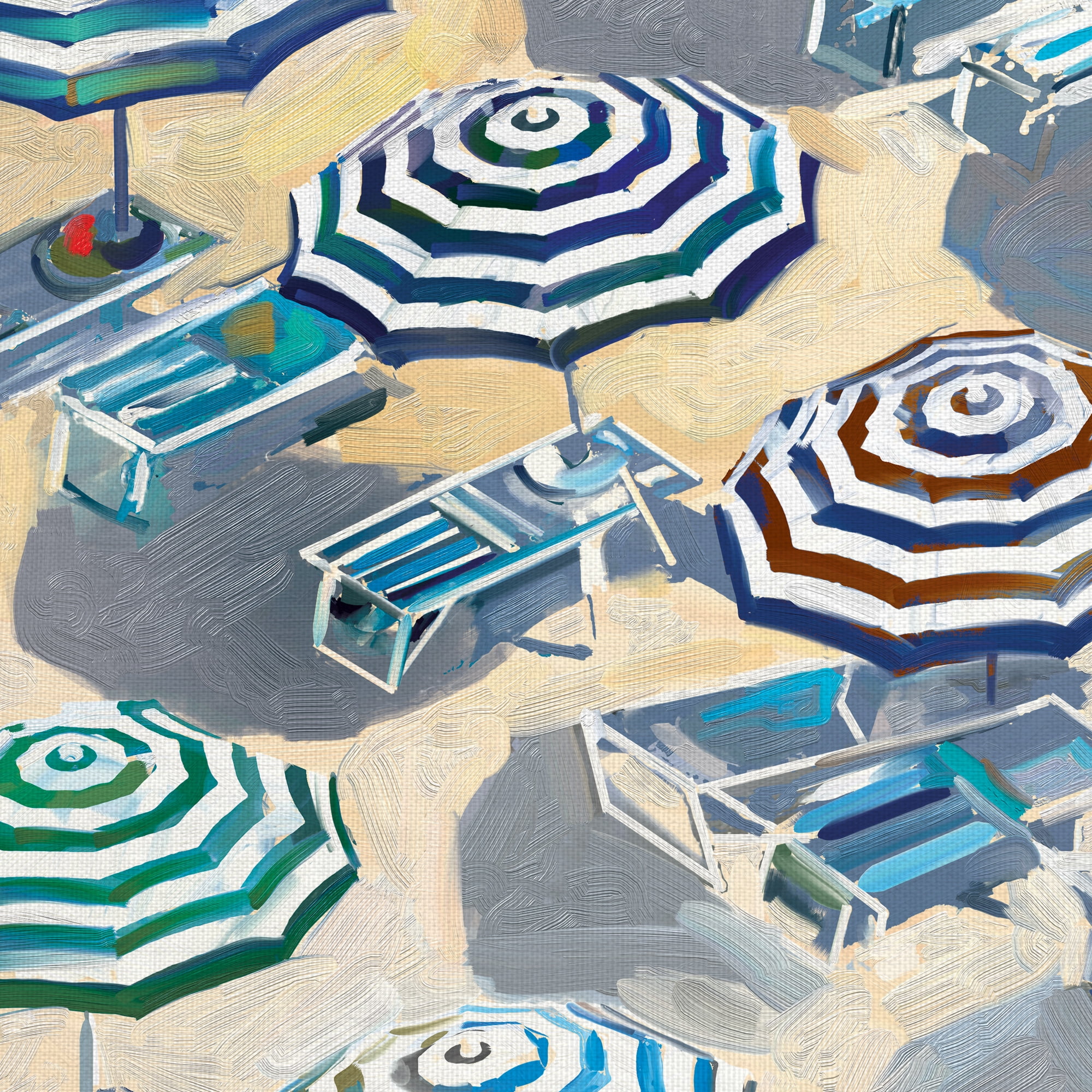Masterpiece Art Gallery Birdseye Beach Umbrella Portrait by Studio Arts Canvas Art 35" x 35"