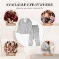 thumbnail image 7 of Fotbe Silver Mosaic Pattern Long Sleeve Pajama Set for Women,Sleepwear Set,2-piece Loungewear Set,Soft PJs Comfy Nightwear with Pockets -X-Large, 7 of 7