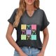 thumbnail image 4 of Corto para las Mujeres Casual Verano 2025 Pascua Impresión V-Cuello Camiseta, Ligero 95% Poliéster 5% Spandex Top para Toda la Temporada Hogar Y Diario, 4 of 7