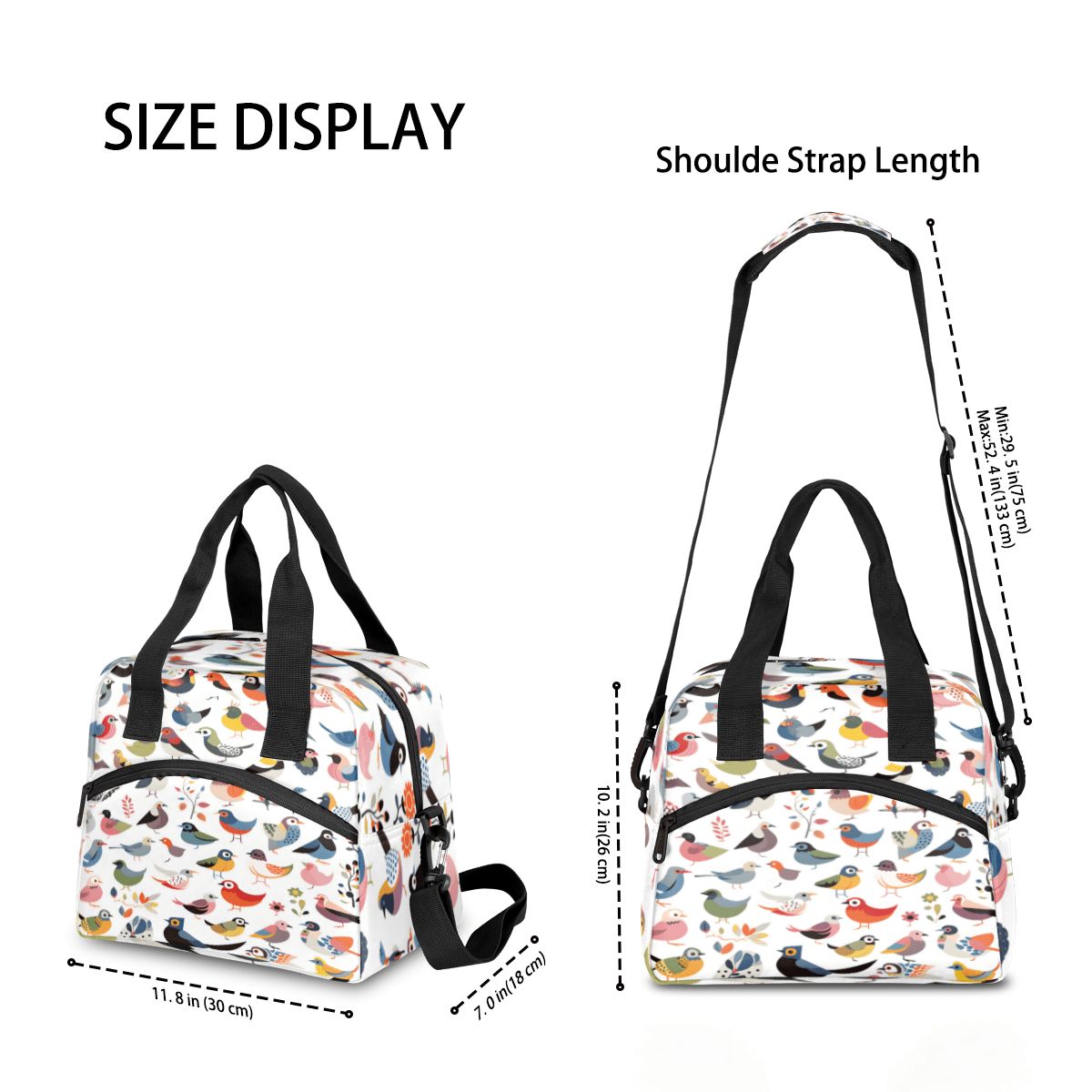 Herdesigns Colorful Birds Insulated Lunch Bag for Women Men Adults Large Reusable Lunch Box Cute Bird Leakproof Cooler Tote Bags with Adjustable Shoulder Strap