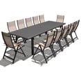 thumbnail image 3 of Crestlive Products 117" Outdoor Aluminum Patio Dining Table for 6-8 People with Umbrella Hole, Weather Resistant Outdoor Dining Table for Backyard, Patio, Garden, Black, 3 of 5