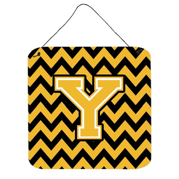 Letter Y Chevron Black and Gold Wall or Door Hanging Prints