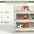 thumbnail image 6 of Toy Organizers and Storage with 6 Removable Plastic Bins, Multi-Purpose 3-Tier Toy Shelf to Organize Toys for Playroom, Bedroom, Daycare,Green/Pink, 6 of 10