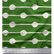 Soimoi Green Cotton Cambric Fabric Dot & Stripe Print Sewing Fabric Yard 42 Inch Wide