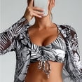 thumbnail image 3 of Gibobby Traje de Baño Sexy Bikini Conjunto de dos piezas de falda de playa con traje de baño 3D con estampado de estilo corte magnífico para mujer(Negro,M), 3 of 5