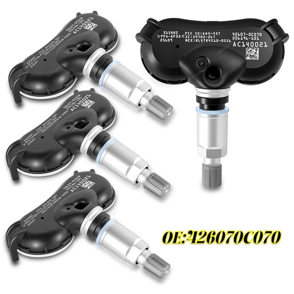 Quayub TPMS Sensor For Toyota 2007-2018 Sequoia 2007-2017 Tundra 2006-2019 Sienna Tire Pressure Monitoring Sensor 315MHz Replaces# 42607-0C070, 42607-08010 4PCS