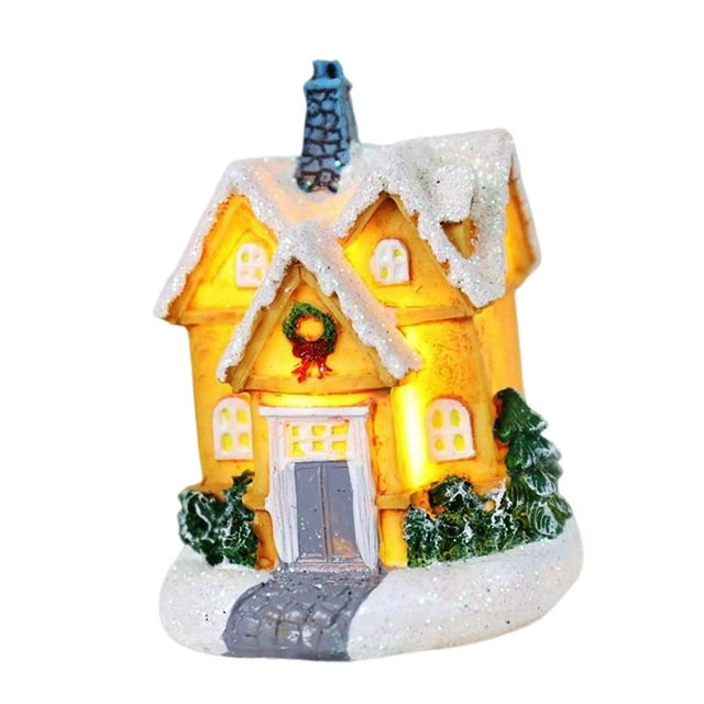 Rongfmy Figurines de Village de Scène de Noël Lumineuses à DEL Collection Statues Lumineuses