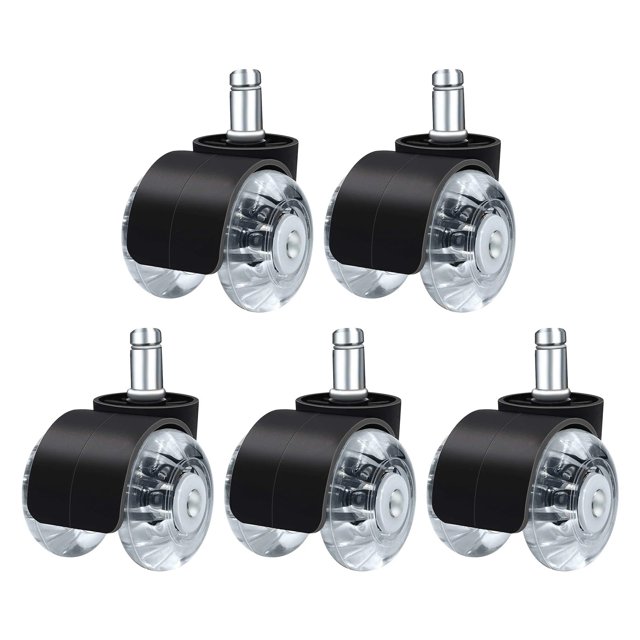 5pcs Computer Office Chair Caster Pu Floor Wheels Universal Replacement Casters 2.5 Inch Office Chair Wheels Furniture Parts ,Easy to Use