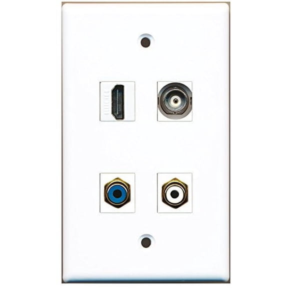 RiteAV - 1 Port HDMI 1 Port RCA White 1 Port RCA Blue 1 Port BNC Wall Plate