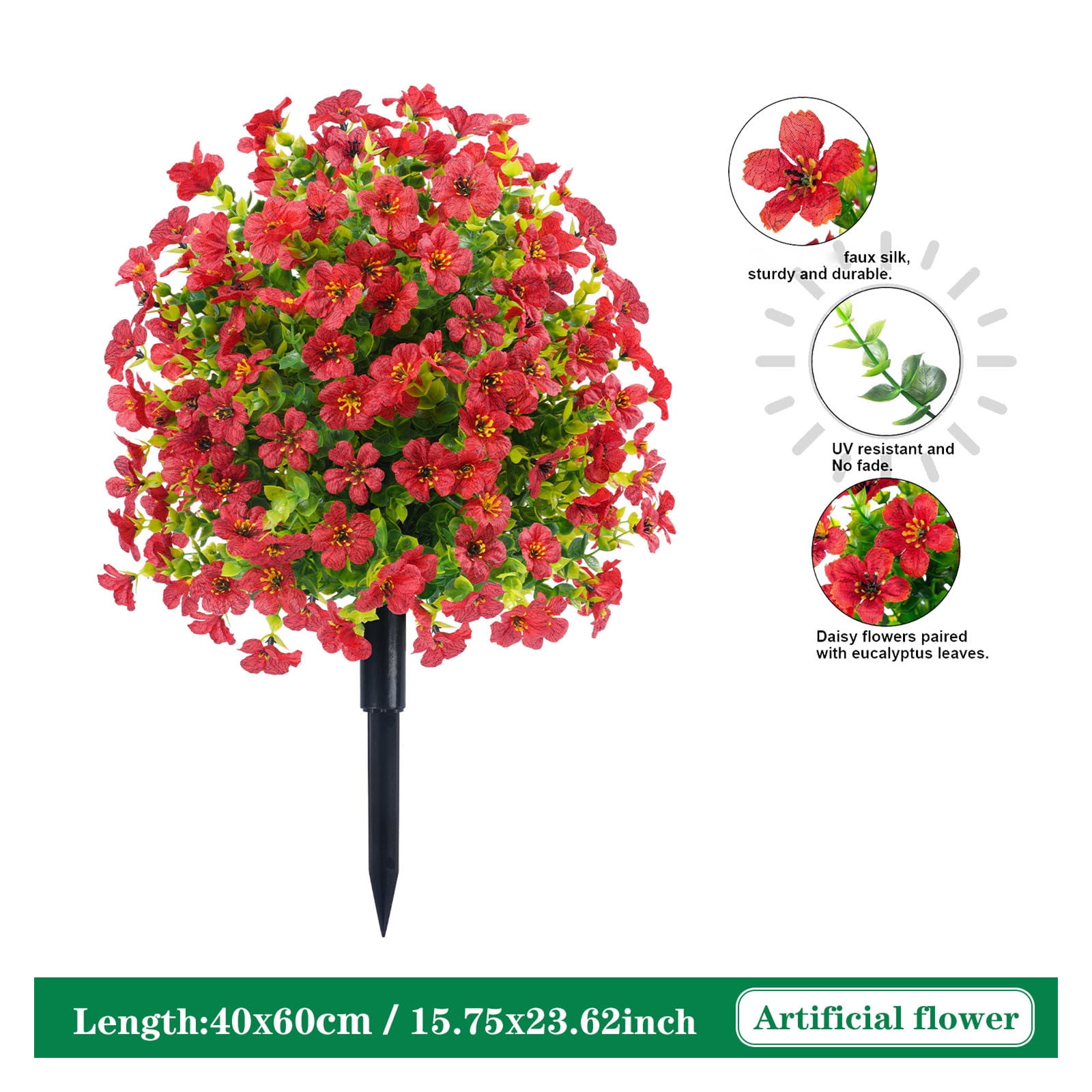 Ywuzuh Artificial Faux Flowers Plants for Outdoor Outside Decoration Realistic Faux Flowers, Fade Resistant Greenery Fake Bushes Plants for Garden Yard Porch Patio Decor