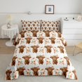 thumbnail image 2 of Homewish Rustic Highland Cattle Queen Comforter Set,Orange Country Floral Bedding Sets,Western Farm Animal Bedding Comforter Set For Children,Super Cozy Room Decor Reversible,3-Piece, 2 of 8