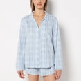 thumbnail image 1 of Casual Sleep Long Sleeve Button Down in a Textured Knit in Breezy Gingham, 1 of 5