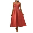 thumbnail image 2 of Antinious Ladies Summer Dress,Formal Party Dresses for Women,Evening Dresses for Women Sleeveless V-Neck Solid Maxi Dresses,Red,L, 2 of 5
