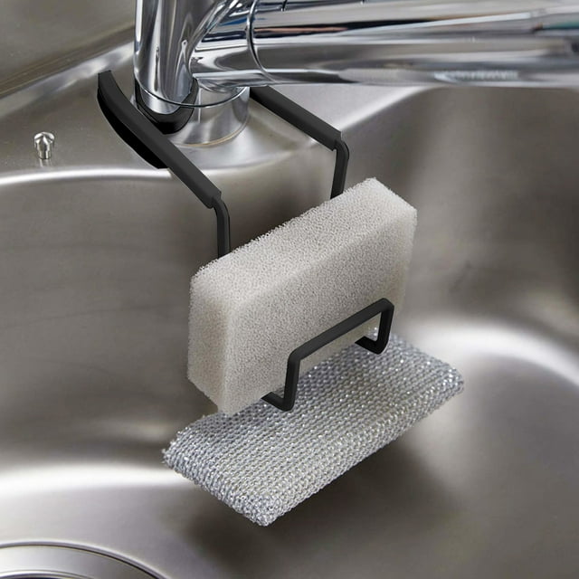 Rustproof Metal Sponge Holder,Faucet-Mounted Kitchen Sink Caddy Organizer with Suction Cup for Sponges & Brushes,Drying Rack,SouMaox