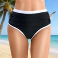 thumbnail image 2 of HCNTES Womens High Waisted Swim Bottom Retro Triangle Bikini Bottoms Tummy Control Scrunch Swimwear Black,5XL, 2 of 9