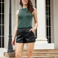 thumbnail image 6 of Lindreshi Shorts for Women Clearance Fashion Women Solid Leather Shorts Casual Loose Shorts, 6 of 9