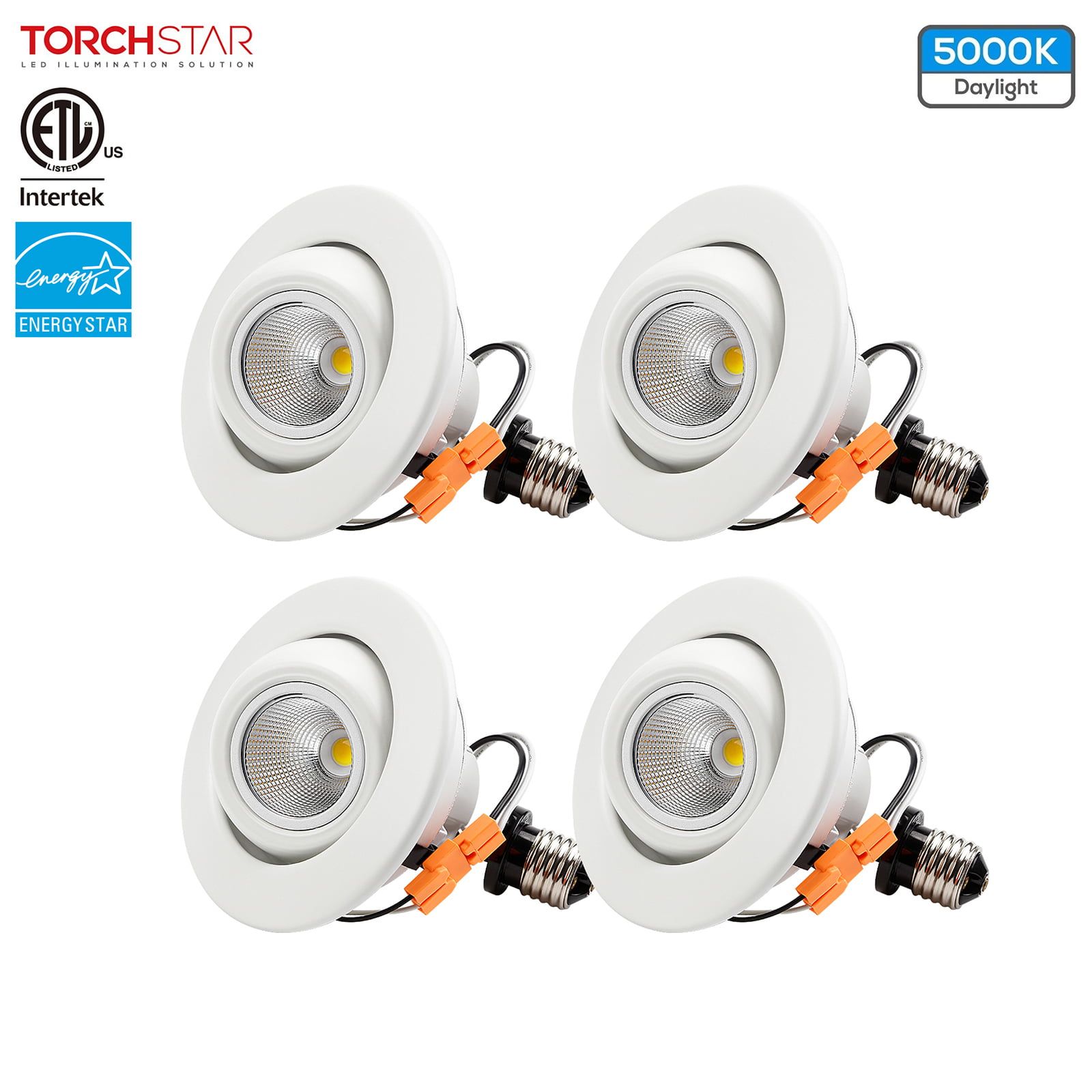 High CRI 90 TORCHSTAR 12 PACK 10W 4 inch Dimmable Recessed LED Downlight 5000K 