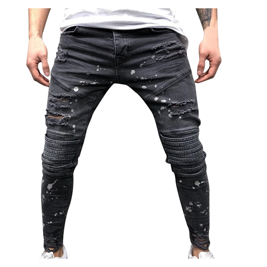 men's stretch biker jeans