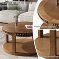 thumbnail image 5 of 31.5" Round Solid Wood Coffee Table | Two-Tier Walnut Accent Sofa Table | Sturdy Legs | Living Room Furniture | Farmhouse Design | Easy Assembly, 5 of 10