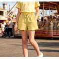 thumbnail image 4 of SHTXOZHI Solid Color Shorts for Girls Elastic High Waisted Shorts Cute Tie Casual School Uniform Shorts with Pockets, 4 of 8