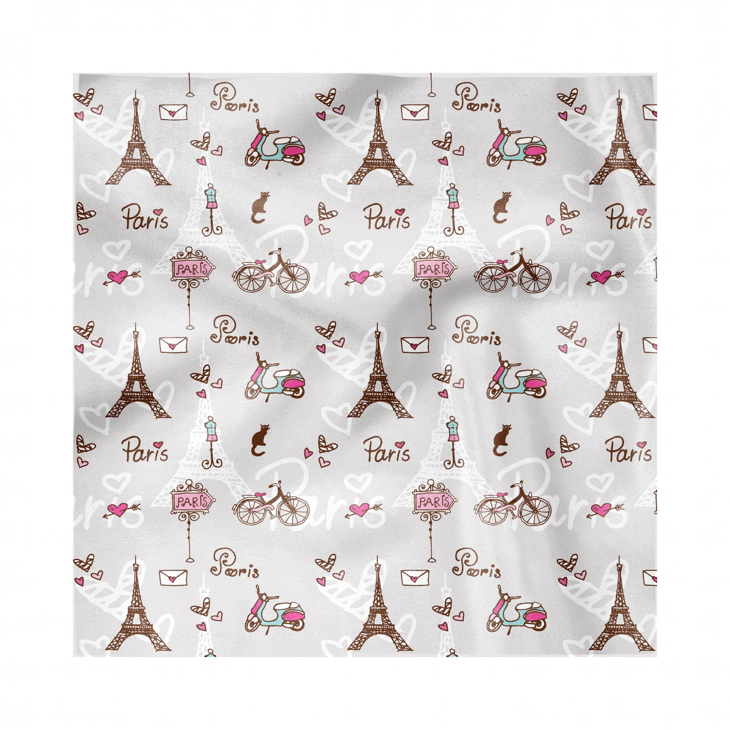 Paris Napkins Set of 4, Pattern with Bikes Mannequin Eiffel Tower ...