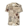 thumbnail image 2 of Daiia Abstract Coffee Pattern With Letters Mens Baseball Jersey Button Down Shirts Short Sleeve Sports Uniforms-Small, 2 of 9