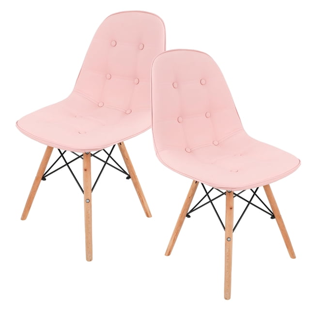 Set De Sillas Estilo Eames Gaon Home GN-PUEC01 Tapizadas En Vinipiel Rosa
