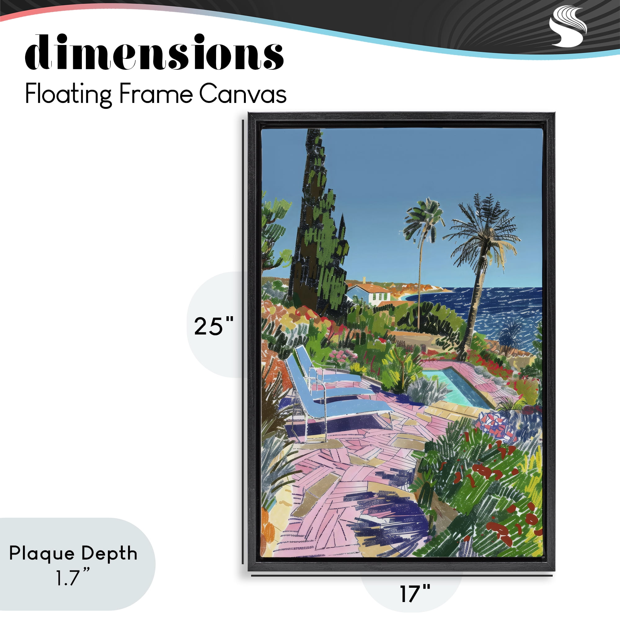 Stupell Industries Pool View to Ocean Black Framed Floater Canvas Wall Art, design by Creative Studio