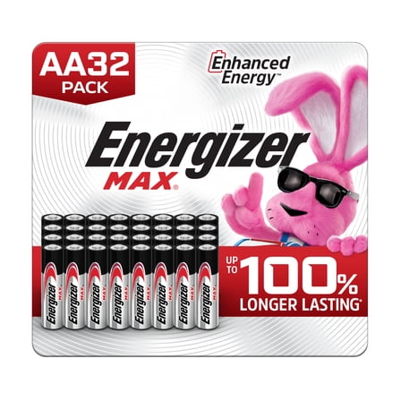 Energizer MAX AA Batteries (32 Pack), Double A Alkaline Batteries