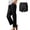 Black, variant on Womens Linen Blend Split Hem Pants Elastic Waist Summer Casual Trousers with Button Detail and Pockets,XXL