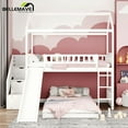 thumbnail image 3 of House Bunk Bed Twin over Twin, Twin Bunk Bed with Slide, Stairs, Ladder and Guardrail, Wood Bunk Bed, No Box Spring Needed(White), 3 of 13