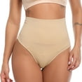thumbnail image 3 of QRIC 3 Pack Women's Butt Lifting Sexy Thong Panties High Waist Tummy Control Shapewear Underwear Girdle S-3XL, 3 of 6