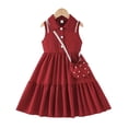 thumbnail image 5 of ZXLBBD Girls Dress Sleeveless Lace Lapel Collar Button Solid Color Flowy for Toddler and Kids Outfit Elegant Pageant Gown Dress, 5 of 6
