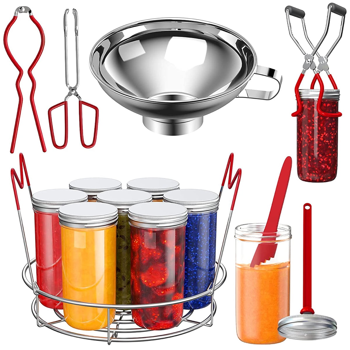 7Pcs Canning Supplies Starter Kit W/Rack,Canning Kit for Beginner, Stainless Steel Canning Set