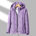 thumbnail image 2 of Dezsed Women's Waterproof Rain Jacket Lightweight Outdoor Hooded Raincoat Trench Coat for Hiking, Travel Purple XXXXL, 2 of 5