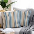 thumbnail image 2 of Throw Pillow Covers 16x16 Inch Set of 2, Blue Brown Beige Waterproof Outdoor Pillow Covers, Boho Farmhouse Abstract Stripes Art Decorative Cushion Pillowcases for Couch, Sofa, Bed, Garden, Patio, 2 of 9