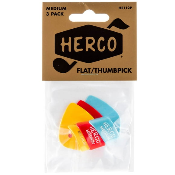 Jim Dunlop Herco Thumbpicks - Moyen, Plat, Pack de 3