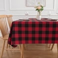 thumbnail image 3 of Christmas Table Cloths Rectangle Red and Black Buffalo Plaid Check Gingham Tablecloth - Oblong 60" X 84" Polyester Table Cover Reusable Water Resistant for Thanksgiving Holiday Decorations, 3 of 6