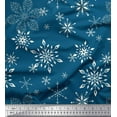 thumbnail image 1 of Soimoi Blue Georgette Viscose Fabric Snow Flakes Floral Printed Craft Fabric by the Yard 42 Inch Wide, 1 of 3