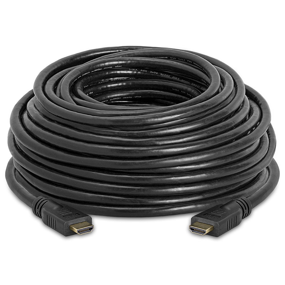 Cmple - 75 Feet High Speed In-Wall HDMI Cable with 3D HDR Ethernet, Audio Return Channel Support, Gold Plated Connectors - 75 FT Black