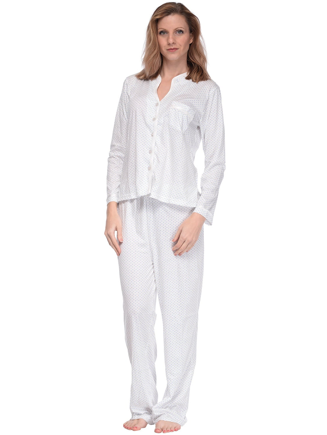 Casual Nights Women's Long Sleeve Floral Lace Trim Pajama Set - Walmart.com