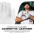 thumbnail image 2 of Franklin Sports MLB Batting Gloves - Infinite Powerstrap Baseball + Softball Batting Gloves - Durable Full Wrap Cage Practice Gear - Long Cuff Wrist + Heavy Duty Leather - Adult Medium - White + Gold, 2 of 7