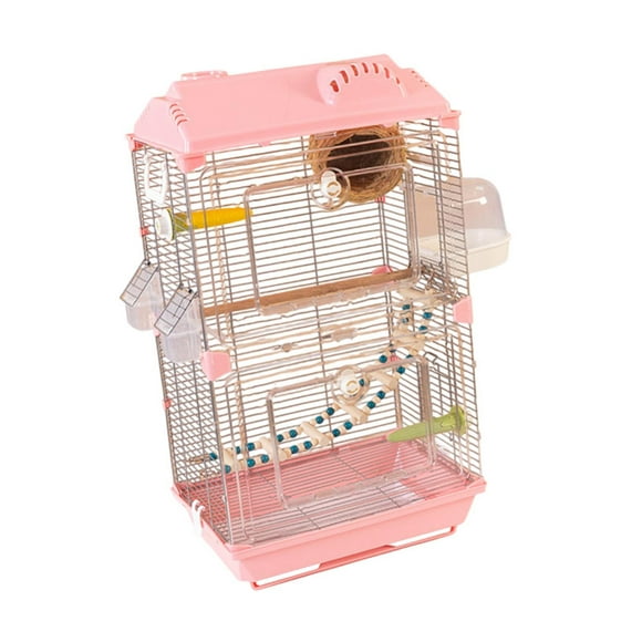 Jaula de pájaro loro jaula decoración del hogar transpirable gran jaula de pájaros con accesorios de soporte para pinzones loros paraketes loro rosa