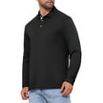 thumbnail image 5 of INSPIRE CHIC Men's Contrast Button Collared Pocket Long Sleeves Golf Polo T-Shirts M Black, 5 of 6